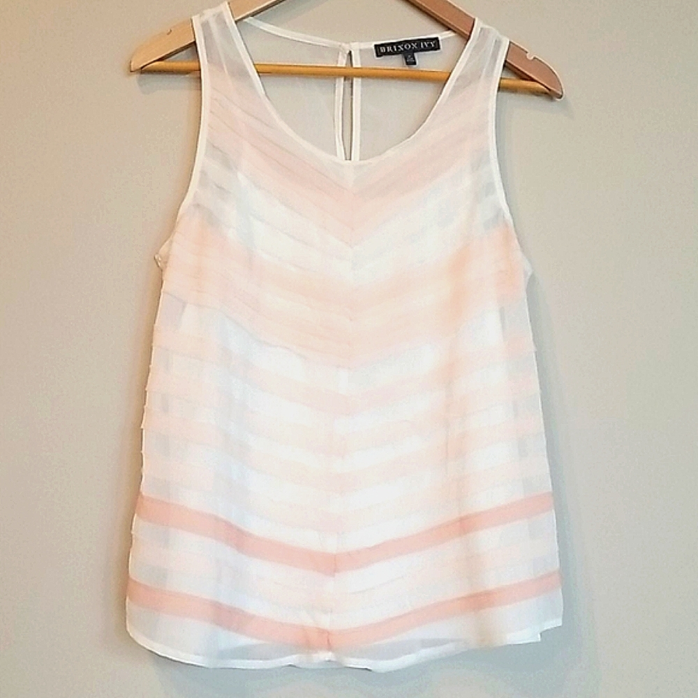 Brixon Ivy Stitch Fix Tank Top, Blush Pink & Cream, Medium, NWOT